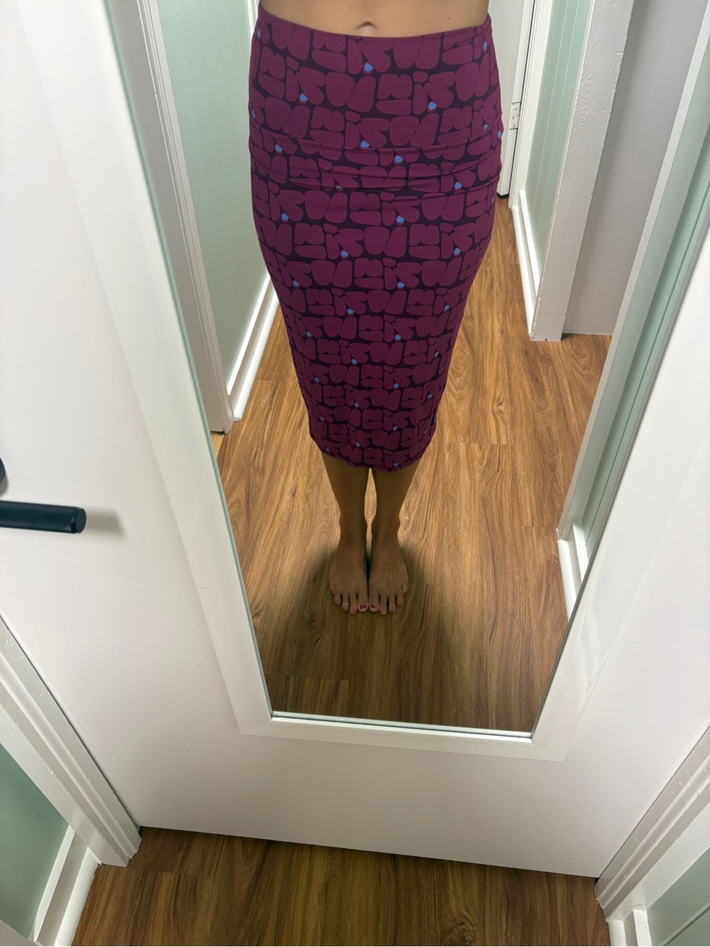 Ava Sky Plum Patterned Pencil Skirt